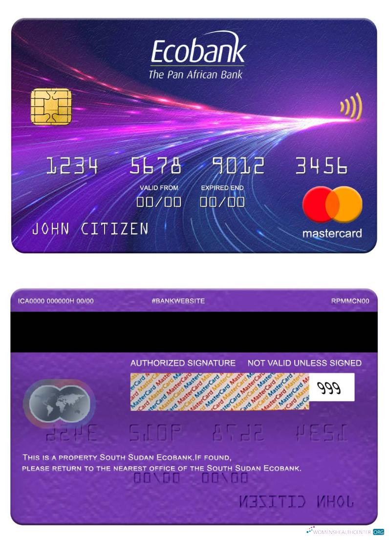 Download South Sudan Ecobank mastercard Photoshop template